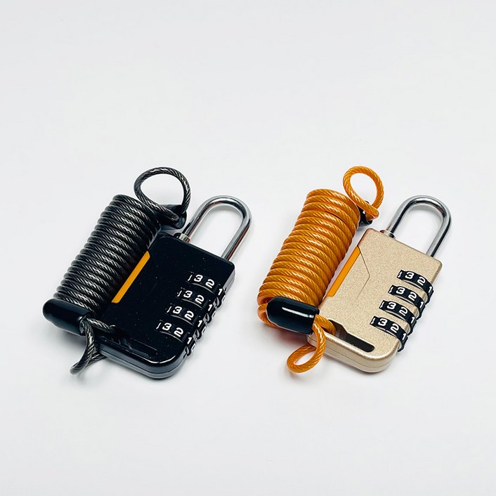 파크라이프 2 in 1 컴팩트 와이어 스프링 4단 다이얼 락 자물쇠 블랙 1개  골드 1개