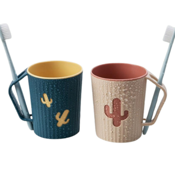 올리OLI 모던 디자인 거꾸로 물빠짐 칫솔 거치대 양치컵 2p, 1개, 핑크네이비