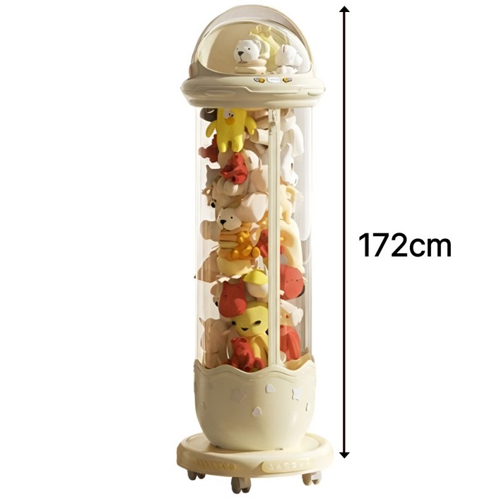 Dorich 지퍼형 투명 원통 인형 보관함 대형 장난감 정리함 수납함