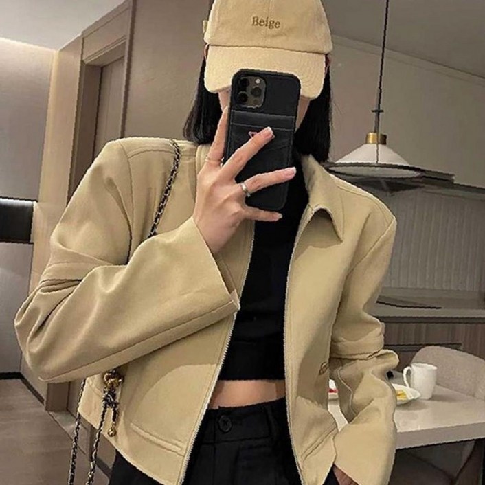 아우터 블루종 여성 크롭 자켓 집업 가을 카라 간절기