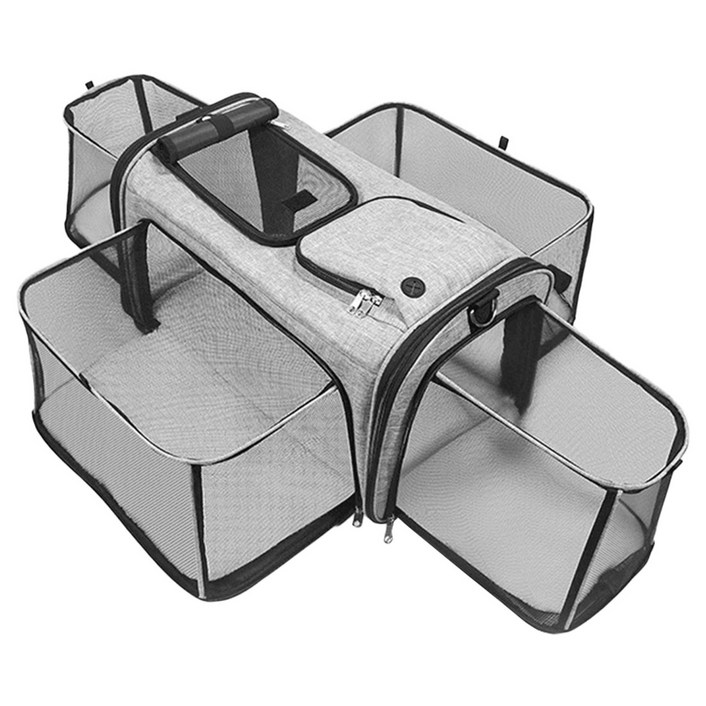 woageo 반려동물 크기확장 대공간 외출가방, 1개, 그레이