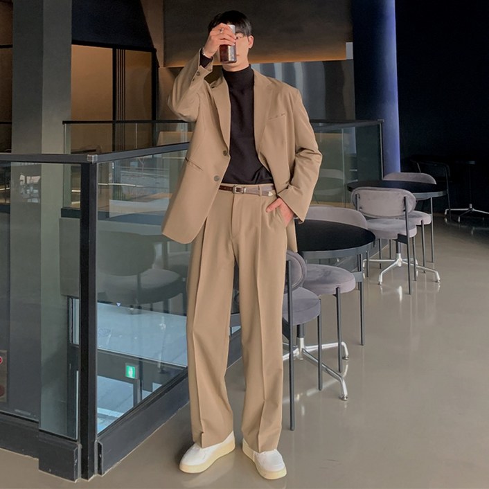 남자 와이드 셋업 수트 오버핏 결혼식복장 캐주얼정장 하객룩