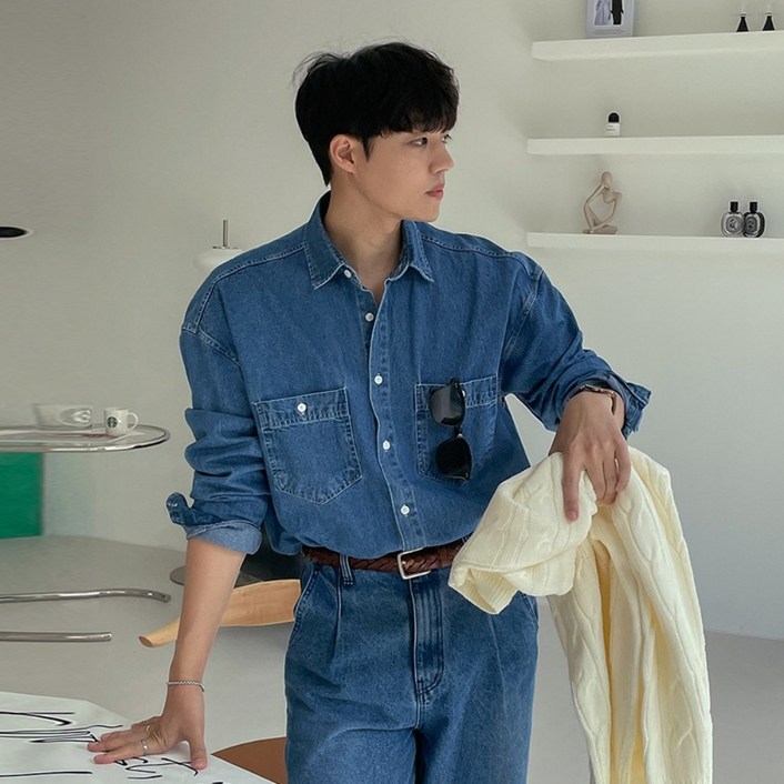 생지데님셋업 하객룩 오버핏 여름 남성