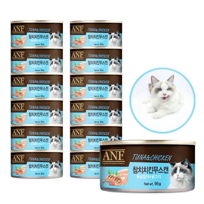 ANF 캔 고양이 간식 참치치킨무스 95g x 24개