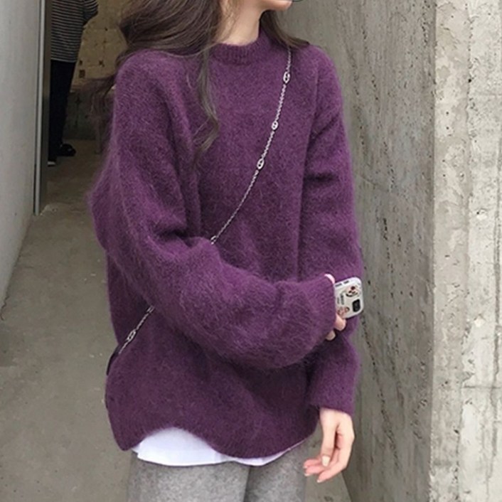 메이킹유 7color색감맛집 파스텔 몽글 무지 라운드 긴팔 니트 스웨터 루즈핏 여리핏 캐주얼 데일리 2595므아니트