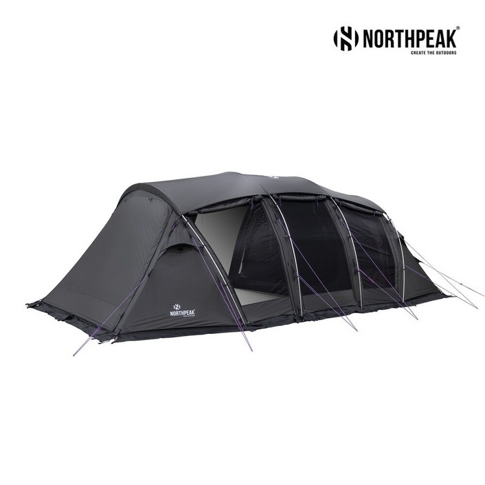 노스피크 Northpeak ATLANTIC OCEAN 2.0 RAVEN GRAY 2룸 패밀리 텐트 4인용 메쉬 UV 코팅 내수압 3000mm 인너텐트 그라운드시트 알루미늄 프레임