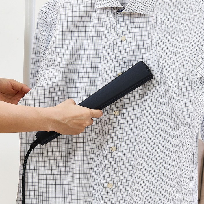 스팀핏 스타일러 핸디 스팀 다리미 - 건식스팀 회전형 열판 고데기형 전용파우치, 네이비