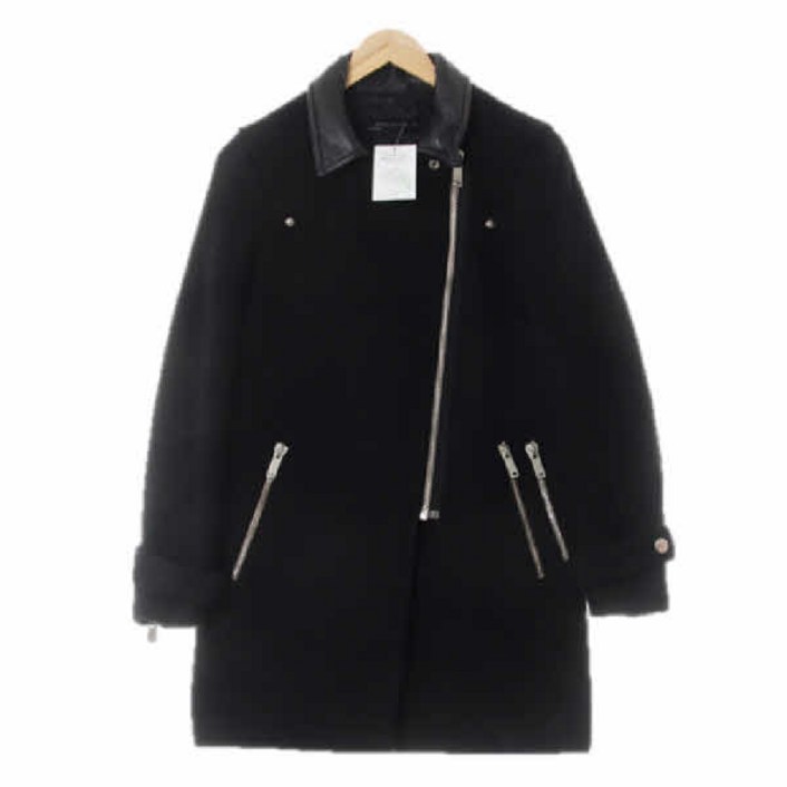 2300 자라우먼 블랙 울혼방 사선집업하프코트 [XS]