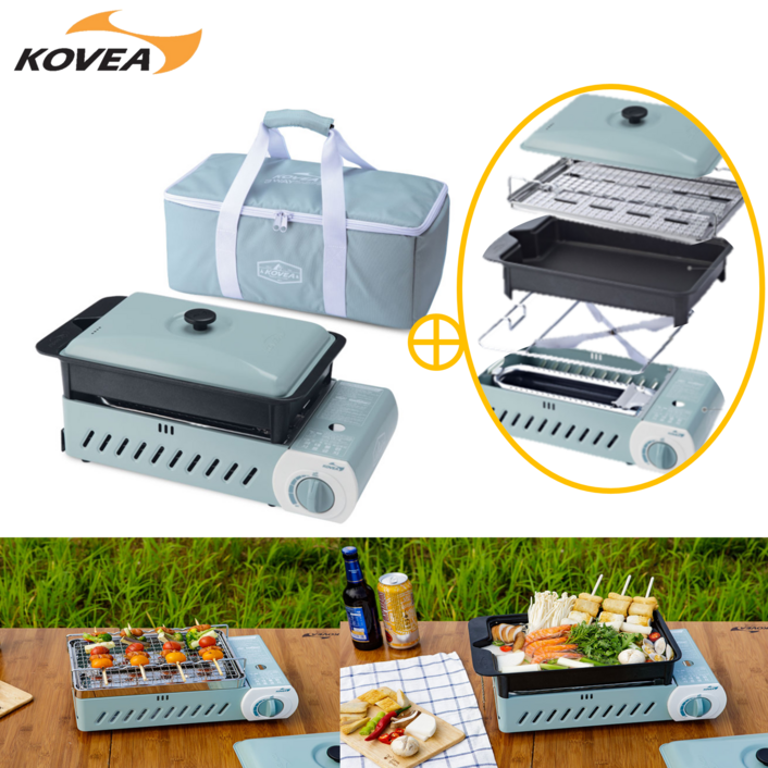 코베아 구이바다 L 민트 PO 가스 버너 휴대용 캠핑 캠핑용 부르스타 부루스타 세라믹 가방 전골팬