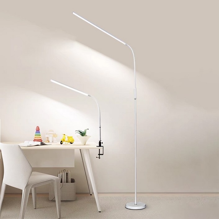 ALLILIO 거실 LED 플로어램프 집게 책상 스탠드  밝기, 색온도 조절 가능 블루라이트 차단 시력보호  스탠드&클램프식 겸용 12W