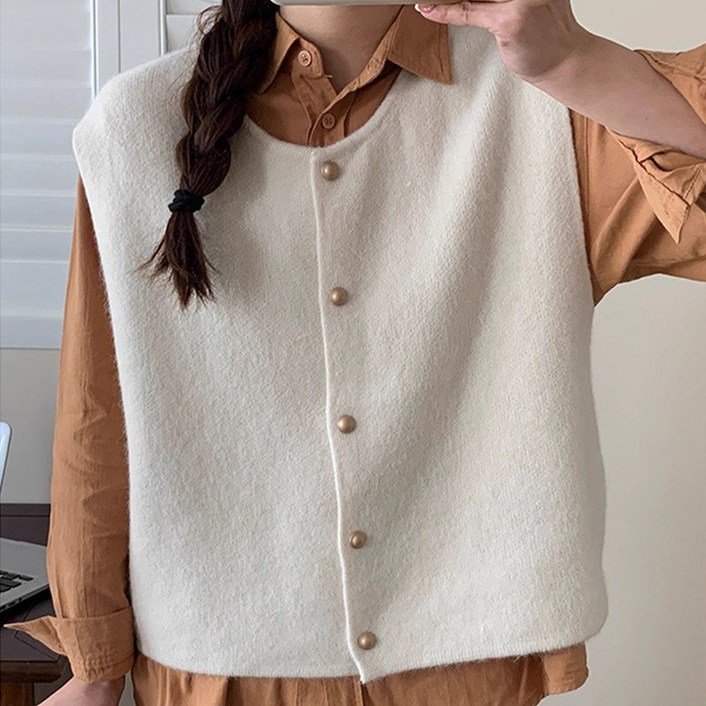 케어렛 여성 니트 조끼 가디건 가을 겨울 오피스룩 하객룩 정장 가디건