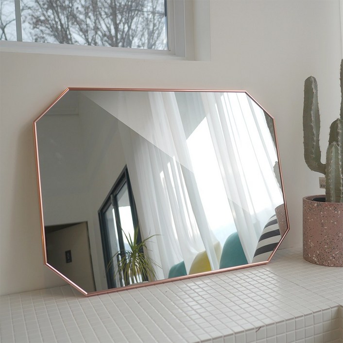 대형거울 브래그디자인 부티퍼 팔각 거울 600 x 800 mm, 로즈골드