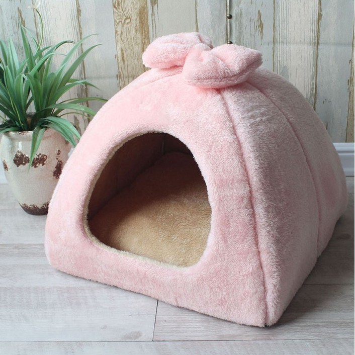 강아지 고양이 대형 하우스 동굴 지붕 집 숨숨집 쿠션 리본, 핑크, 1개 강아지 고양이 대형 하우스 동굴 지붕 집 숨숨집 쿠션 리본, 핑크, 1개