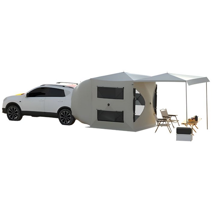 도킹쉘 큐브형 차박 도킹텐트 차량연결 확장쉘터 우천모드 지원 방수형 넓은 실내공간, 1.8mX1.8m, 고밀도 300T 단일  베이지