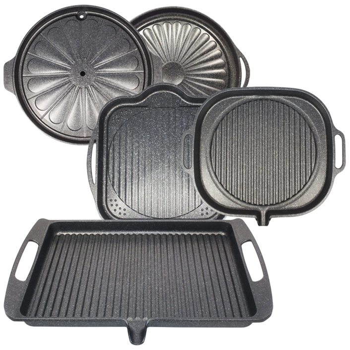 키친아트 전골구이팬 원형 사각 빅 로스트팬 고기불판 가정용 캠핑용 5종 모음, 원형 로스트팬, 1개