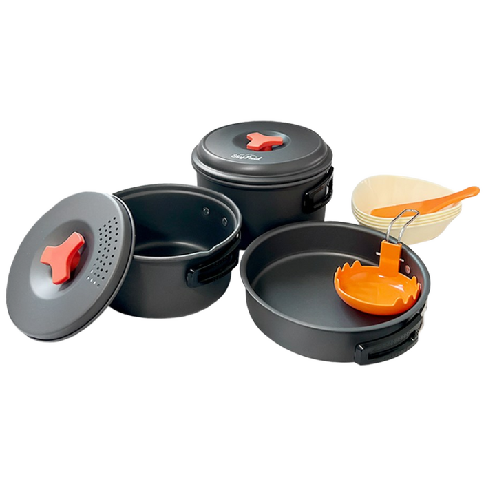 스카이필드 퓨어 경질 코펠 3~4인용(국산) SF-PT-015 / 캠핑 세트 식기도구 그릇 쿡웨어 백패킹 식기 냄비 후라이팬