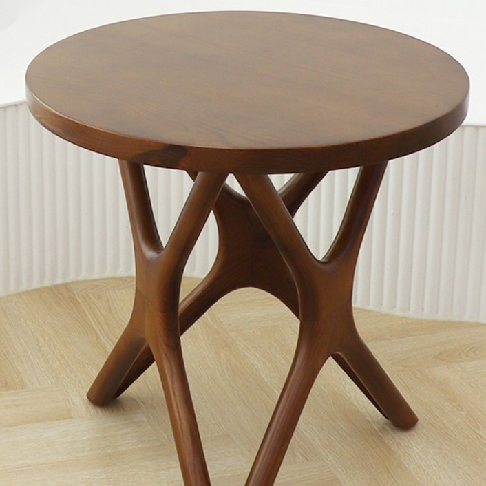 원목 카페 원형 거실 소파 테이블 협탁 티테이블 뿌리