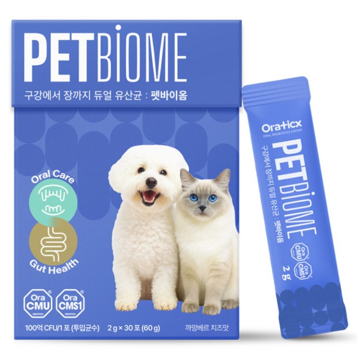 오라틱스 반려동물 강아지 고양이 구강유산균 펫바이옴, 구강치석관리, 6개