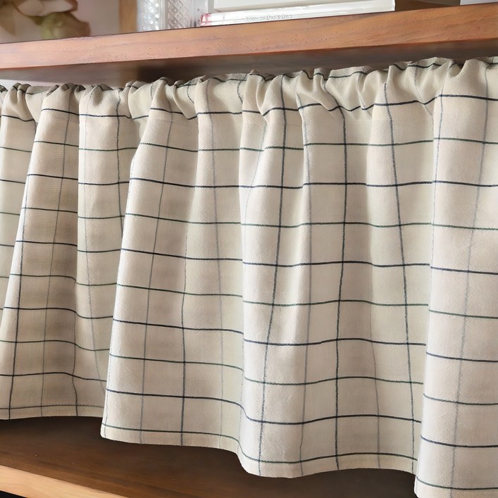 데코토닉 코지 윈도우체크 바란스 커튼