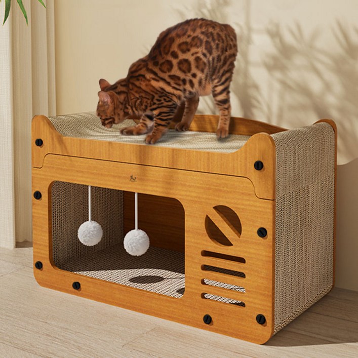 딩동펫 고양이 일체형 숨숨 하우스 스크래쳐