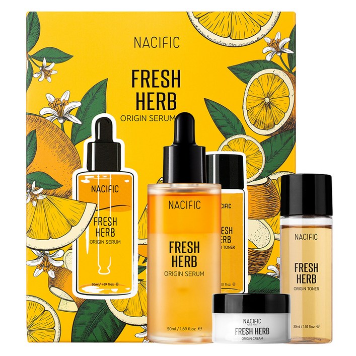 네시픽 프레쉬 허브 오리진 토너 30ml  세럼 50ml  크림 12ml 세트, 1세트