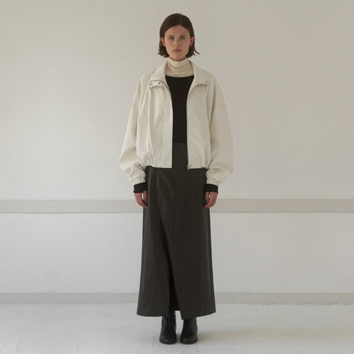 아틀리에나인 여성용 언발란스 레더 맥시 롱 스커트 SK4965