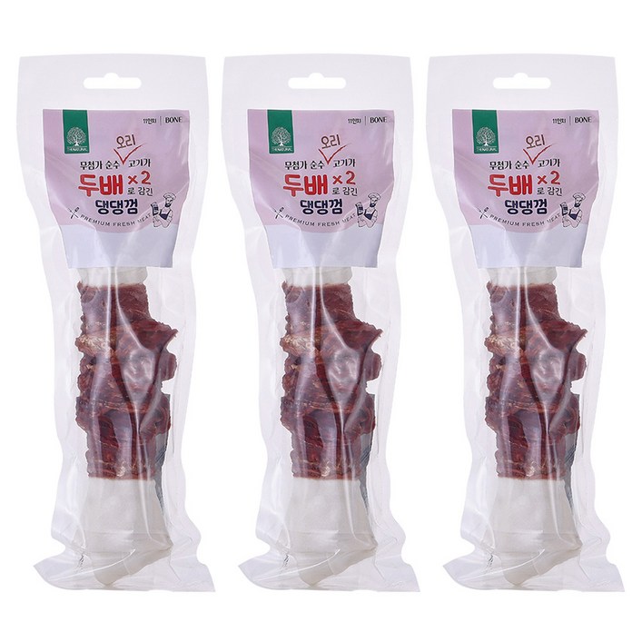 더내추럴 강아지 두배 댕댕 오리껌 25cm 200g, 오리맛, 3개