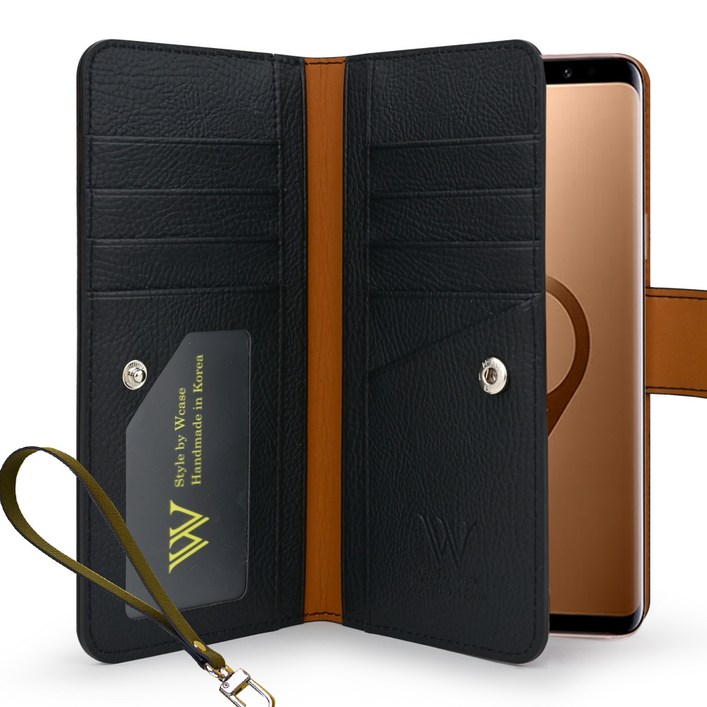 더블유케이스 플래티넘에디션 양면 지갑 휴대폰 케이스  핸드 스트랩 세트