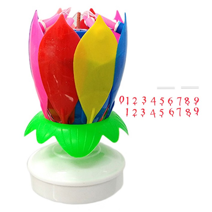 스토리빙 생일 축하 초 연꽃 멜로디 선물 파티 용품  숫자 토퍼 19p 세트, 레인보우