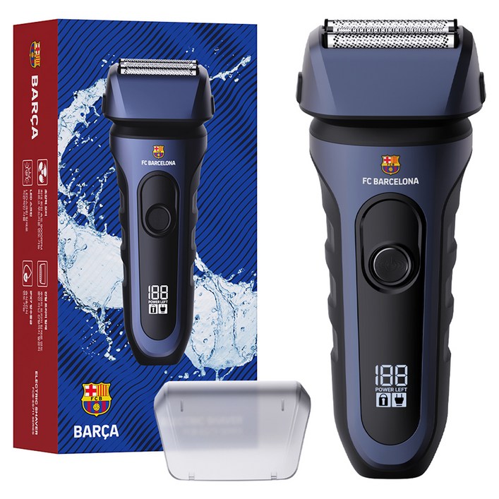FC바르셀로나 IPX 7 방수 3중날 프리미엄 3 in 1 일자형 전기면도기, FCB-ES711, 네이비