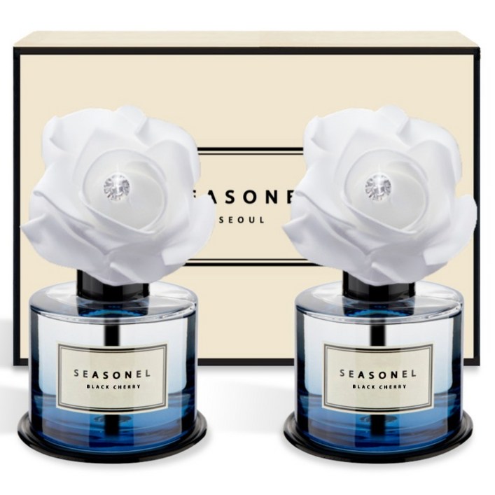시즈넬 차량용 디퓨저 화이트 로즈 블루 120ml, 블랙체리, 2개