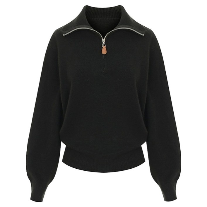 여성용 솔리드 반집업 니트 P5CKN025A