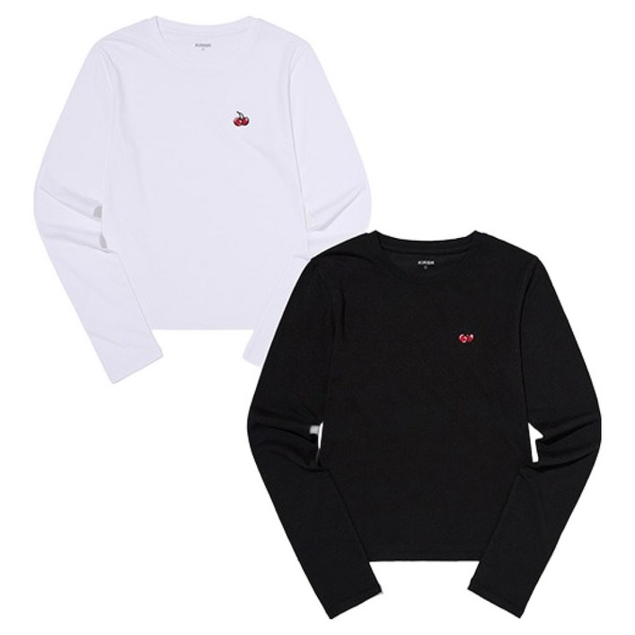 키르시 여성용 스몰 체리 슬림핏 모달 티셔츠 2종 세트