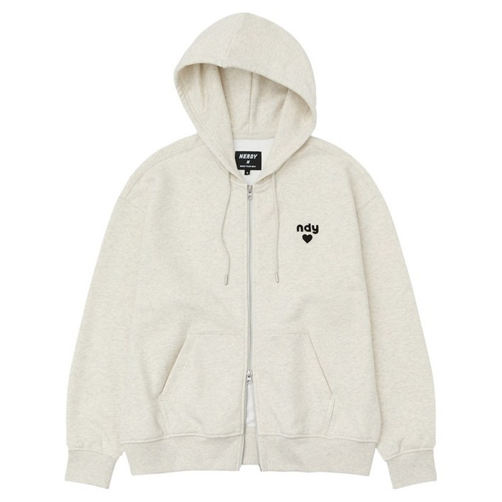 널디 남녀공용 하트 로고 후디 집업