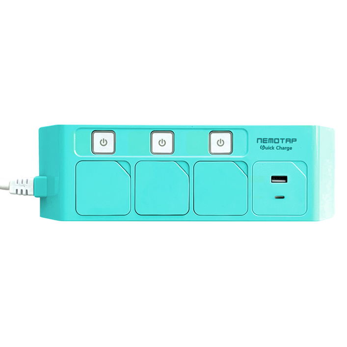 네모탭 개별 스위치 고속충전 C타입 컬러 멀티탭 3구 SYNB3 USB CT2, 2.5m, 아쿠아민트, 1개