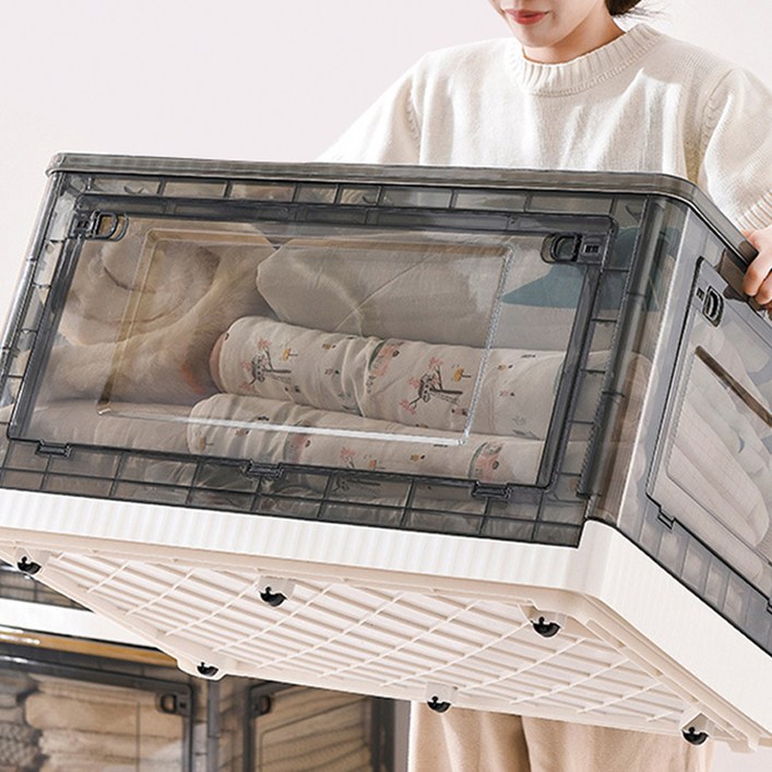 21세기트랜드 반투명 리빙박스, 화이트, 90L, 1개