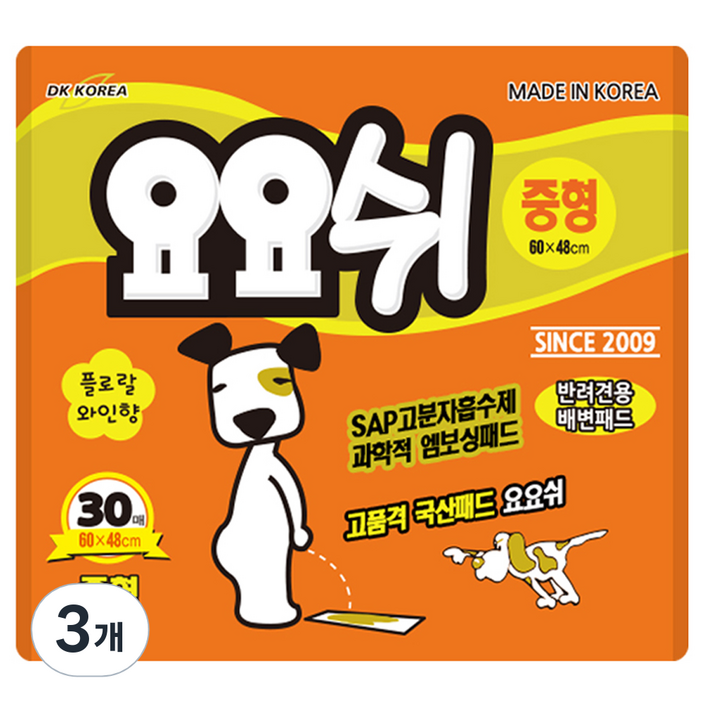 요요쉬 반려견용 배변패드 플로랄 와인향 30매 중형