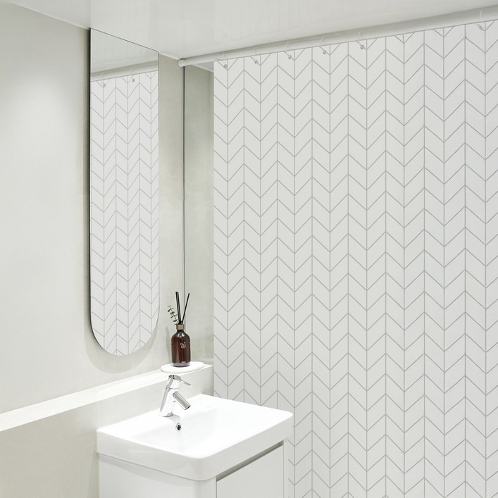 까사마루 방수 샤워 커튼 + 커튼링 12p + 샤워봉 세트