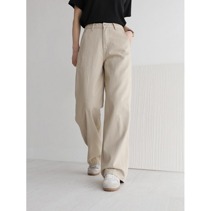 앤드스타일 여성용 숏/기본/롱 기장 딱맞진 No8 트윌코튼 절개 인밴딩 와이드 팬츠 264397