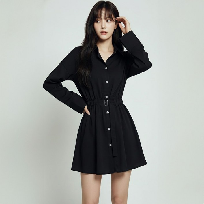 페이퍼먼츠 루엘 모던 벨트 셔츠 미니 원피스 14308