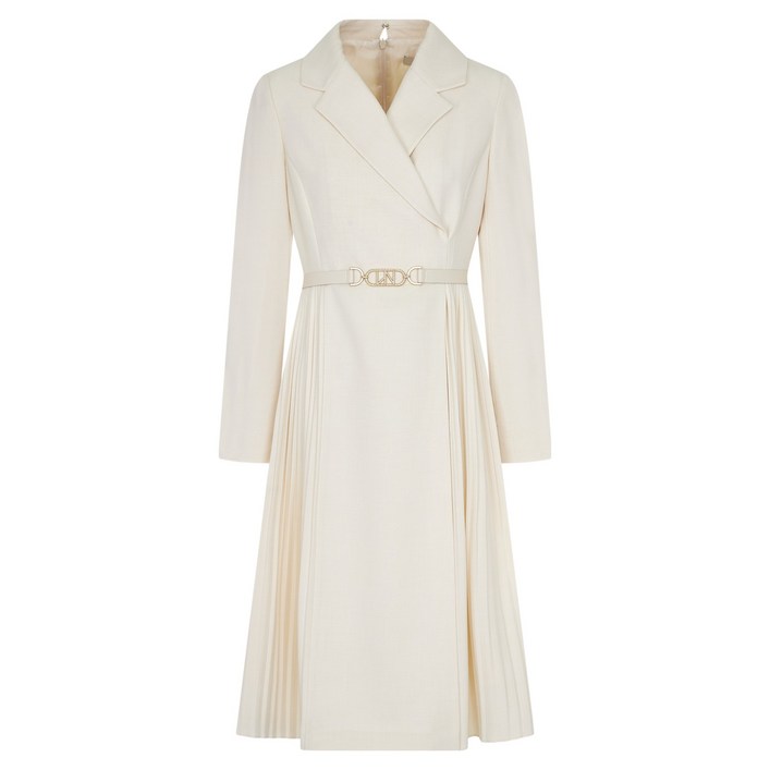 라인어디션 사이드 플리츠 벨티드 원피스