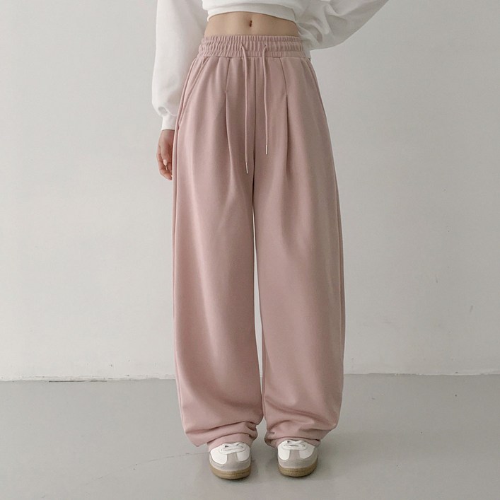 플랜데이 여성용 샐리 핀턱 와이드 트레이닝팬츠
