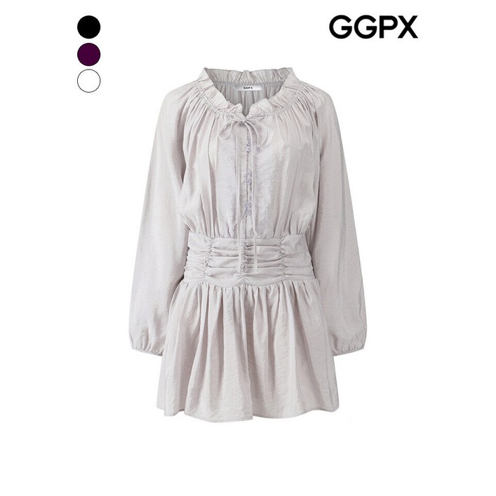 GGPX 프릴 리본넥 허리 밴딩 미니 원피스 GQ3OP014F