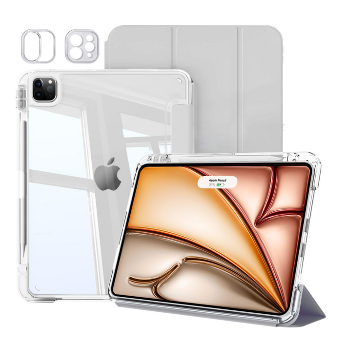 헤미션 아이패드 펜슬 수납 클리어 범퍼 스마트커버 태블릿 케이스 에어8/7/6 프로8/7/6/5/4/3세대 11/13인치