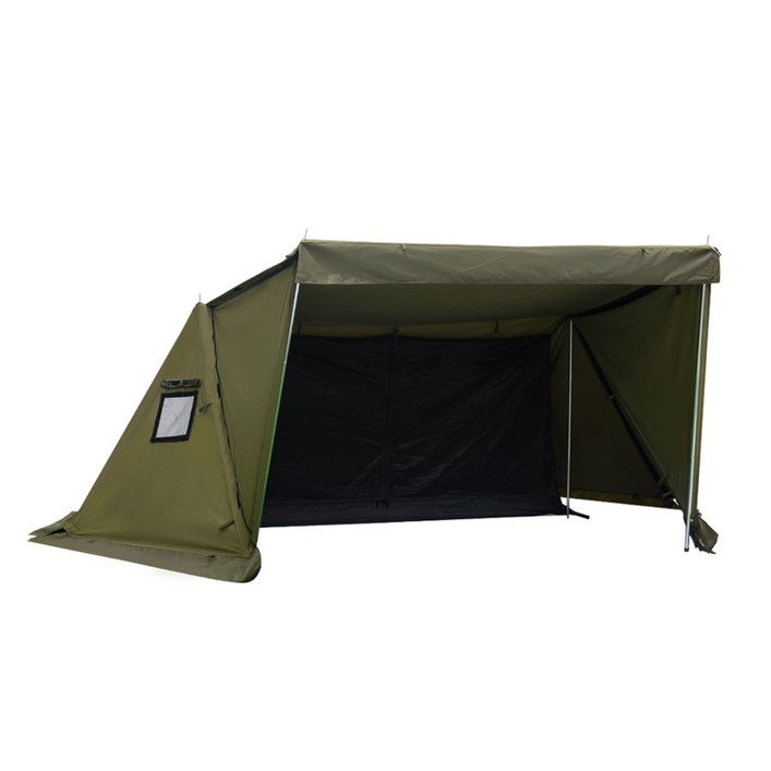 TOMOUNT 토멍 쉘터텐트 보호소 면텐트 티피 야외 캠핑 그늘막 텐트 a형 화로대 사용가능, 그린
