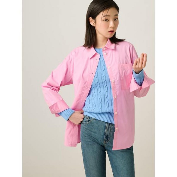 매장 정품  빈폴 BEANPOLE LADIES 포플린 솔리드 오버핏 셔츠 라이트핑크 BF5264C01Y BF5264C01Y
