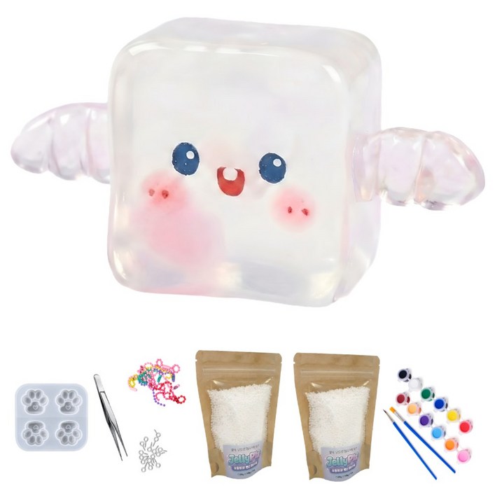 레츠팡 젤리플라 DIY 키링 만들기 키트 KC인증 물라스틱 과학실험, 1개, 200g, 말랑 솜솜 화이트 키트