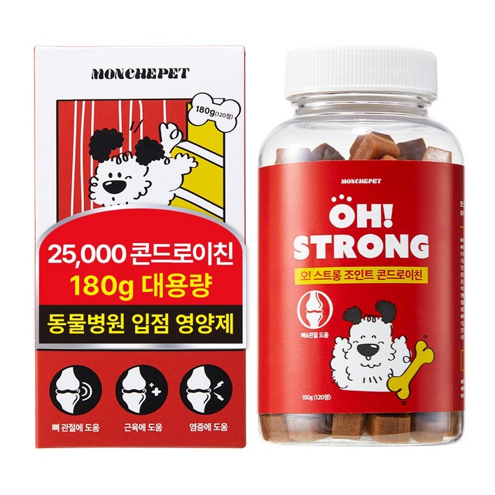 180g동물병원 입점 몽셰펫 강아지 관절 슬개골 트릿 영양제, 1개, 뼈관절강화, 120정