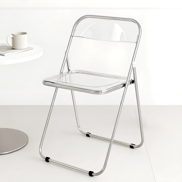 벨라까사 모던 메탈프레임 접이식 인테리어 의자, 투명, 1개