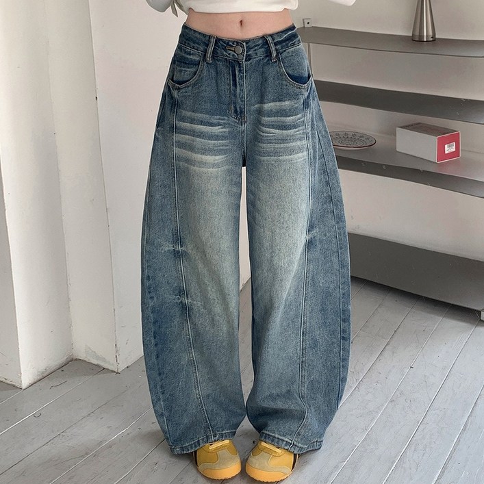 대박난박양 캣브러쉬 와이드 벌룬 청바지